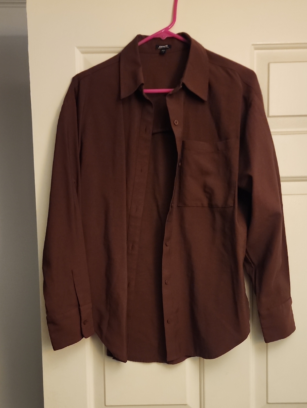 Express Women's Dark Brown Button-Down Shirt
